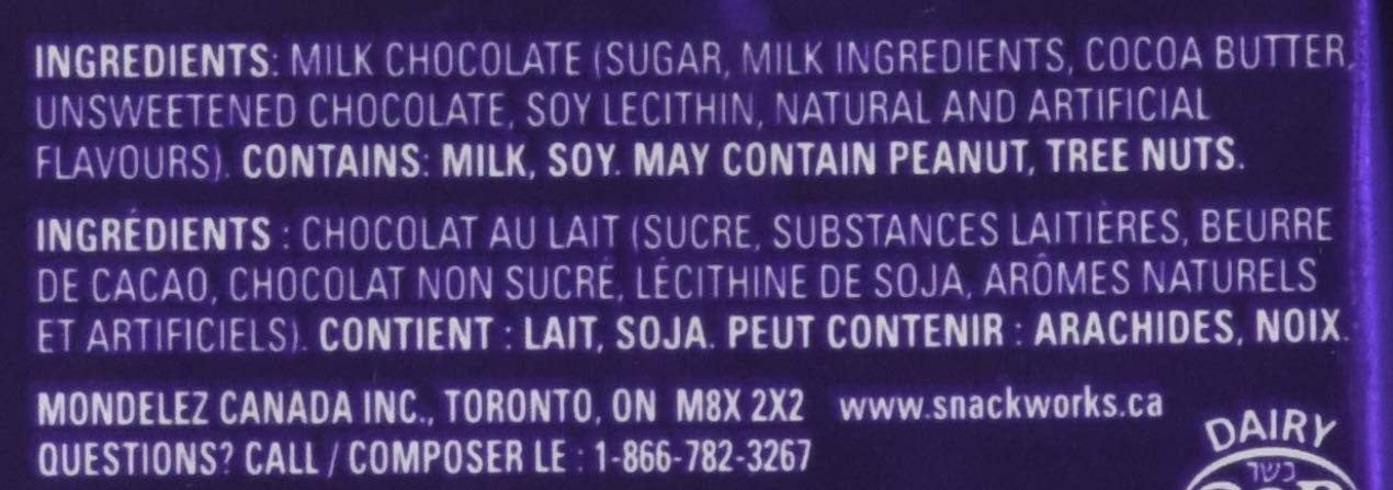 Cadbury Dairy Milk Chocolate, 100g/3.5 oz., Bar, {Imported from Canada}